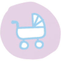 Kinderwagen als gezeichnetes Icon Frauenarzt statt Hausapotheke als Wohlfühltipp für Schwangere